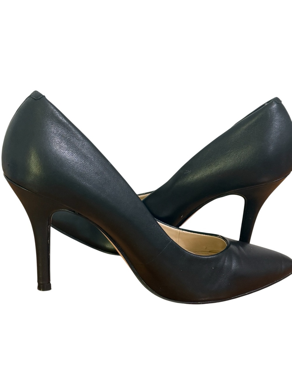 100% Leather Classic Black Pointed-Toe Pumps Heels Nine West Size 7